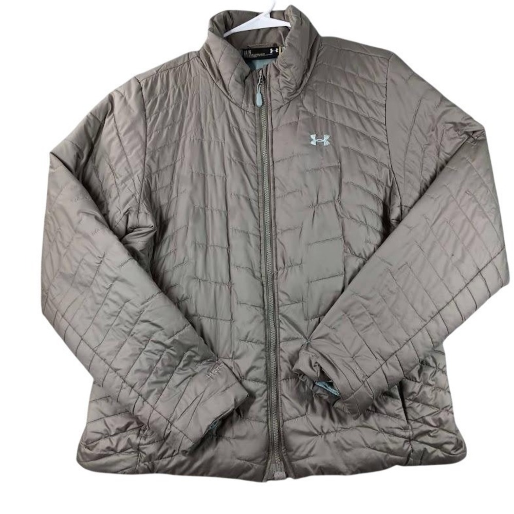Under Armour Jacket Mens Large Brown Quilted Insulated Full Zip‎ Puffer Lined
